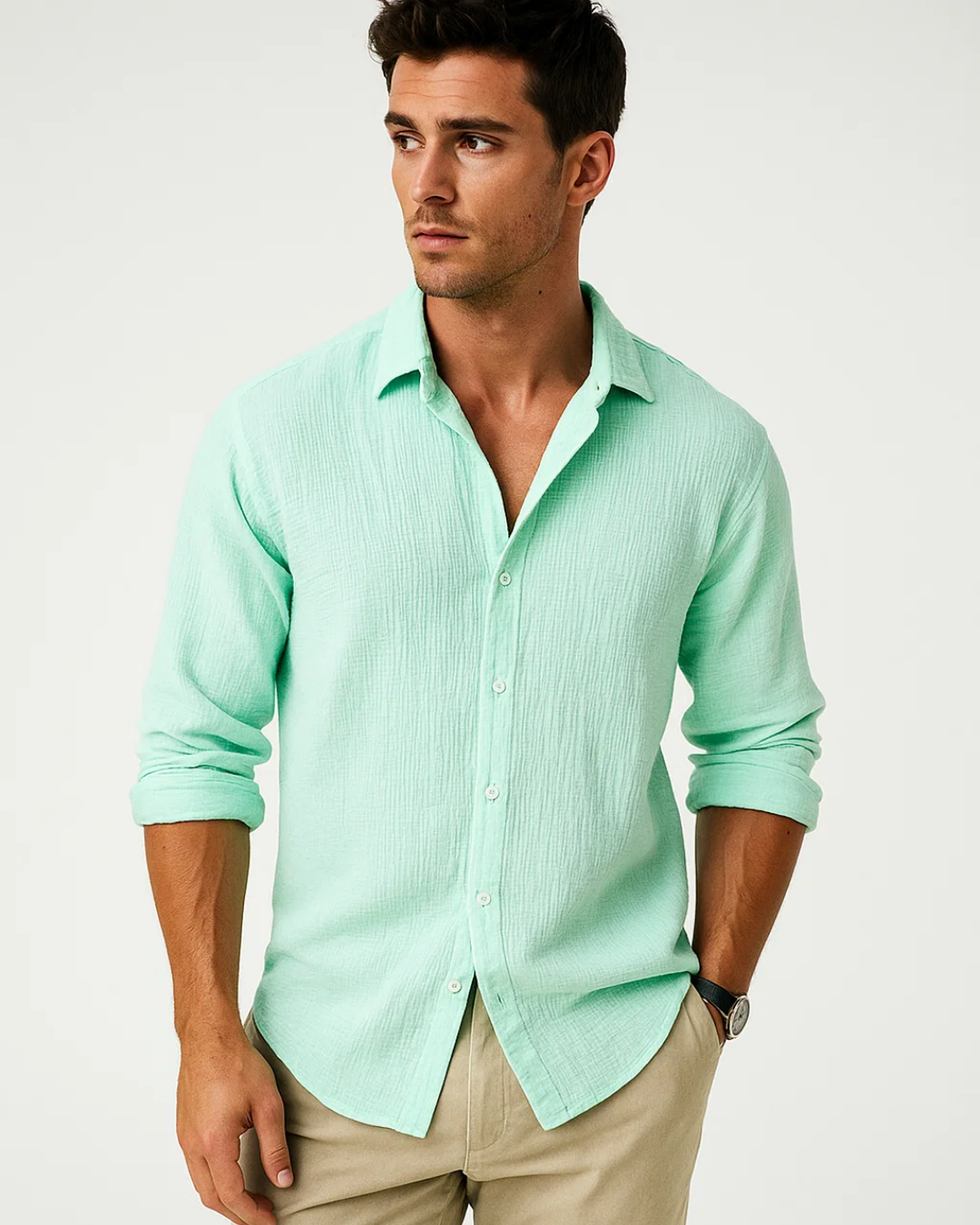 Angus - Smart-Collar Button-Up Shirt