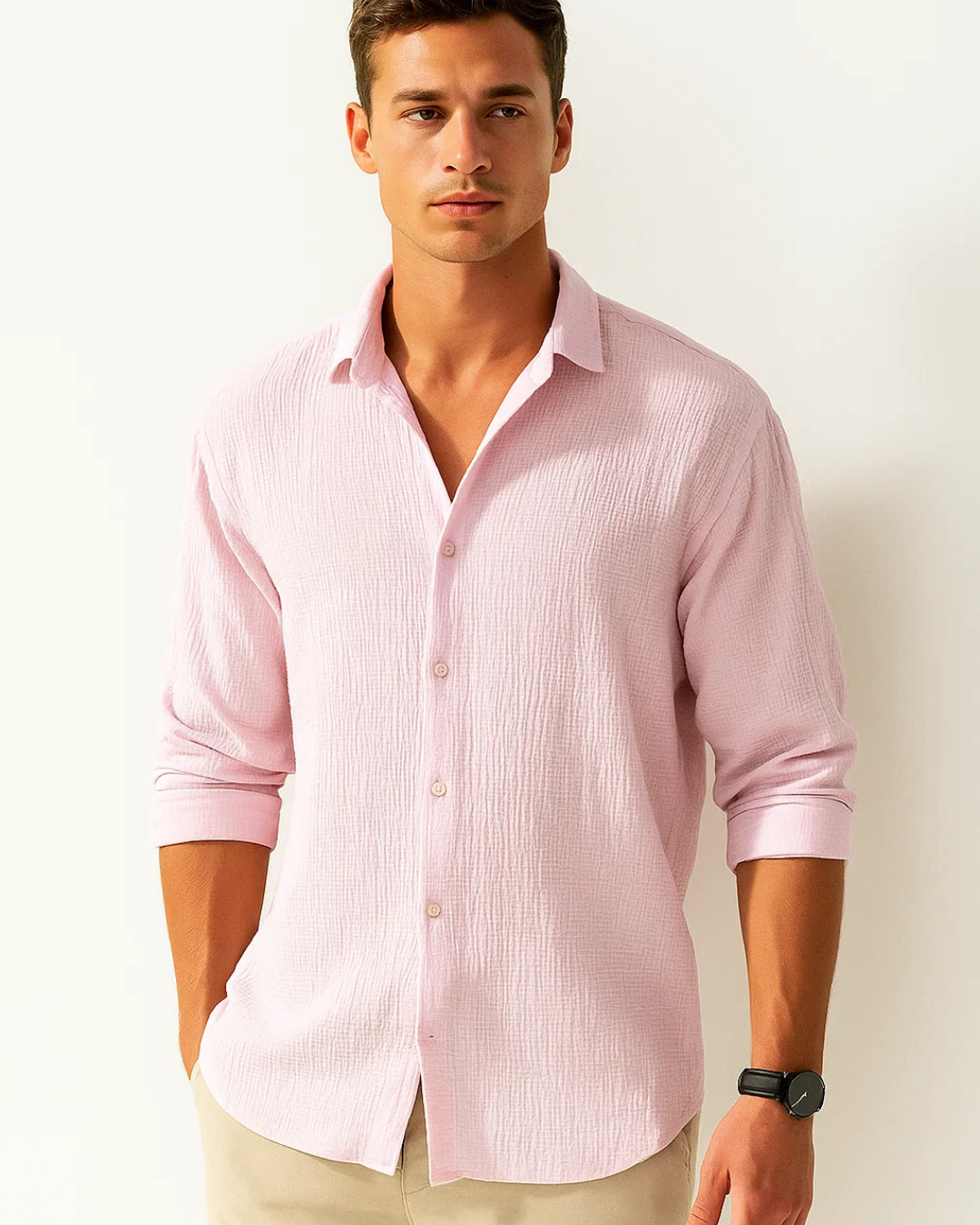 Angus - Smart-Collar Button-Up Shirt