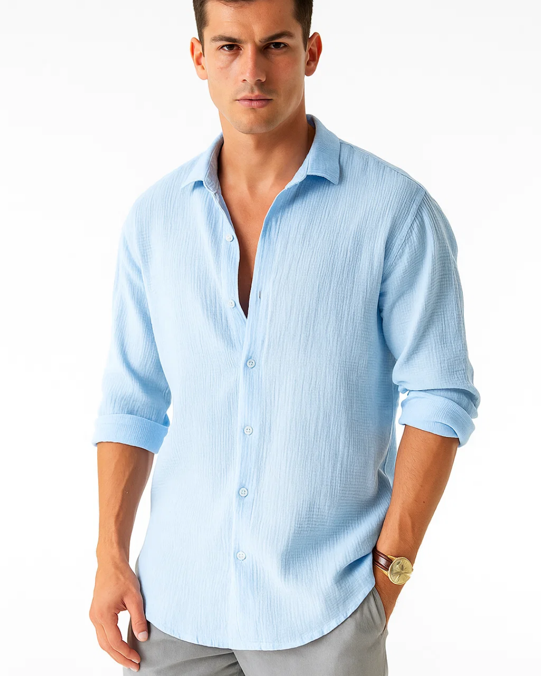 Angus - Smart-Collar Button-Up Shirt
