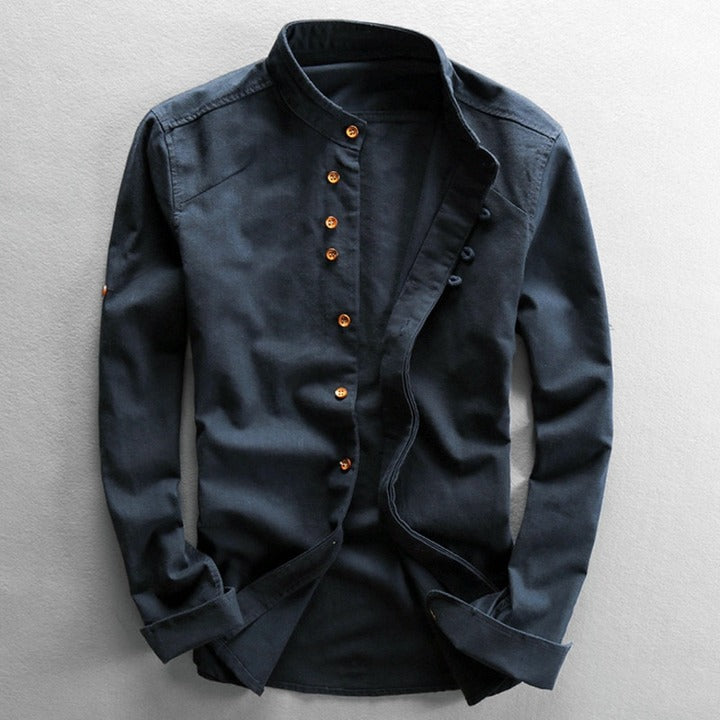 Jacob - Vintage High-Collar Button Shirt