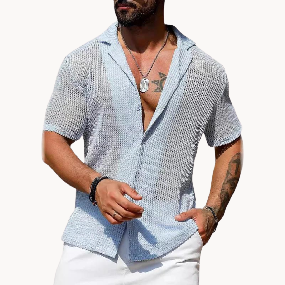 Declan - Short-Sleeve Hollow-Knit Shirt