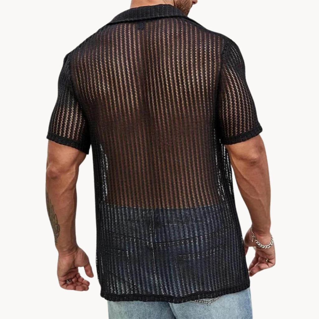Declan - Short-Sleeve Hollow-Knit Shirt