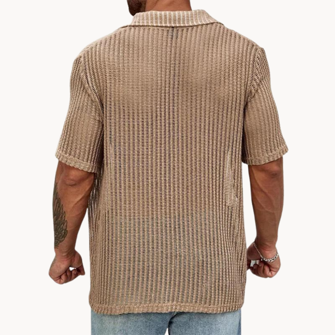 Declan - Short-Sleeve Hollow-Knit Shirt
