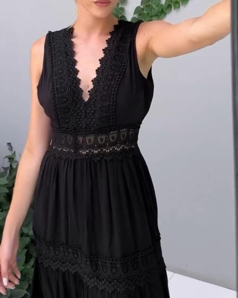 Charlotte - Handcrafted Lace Dress with V-Neckline
