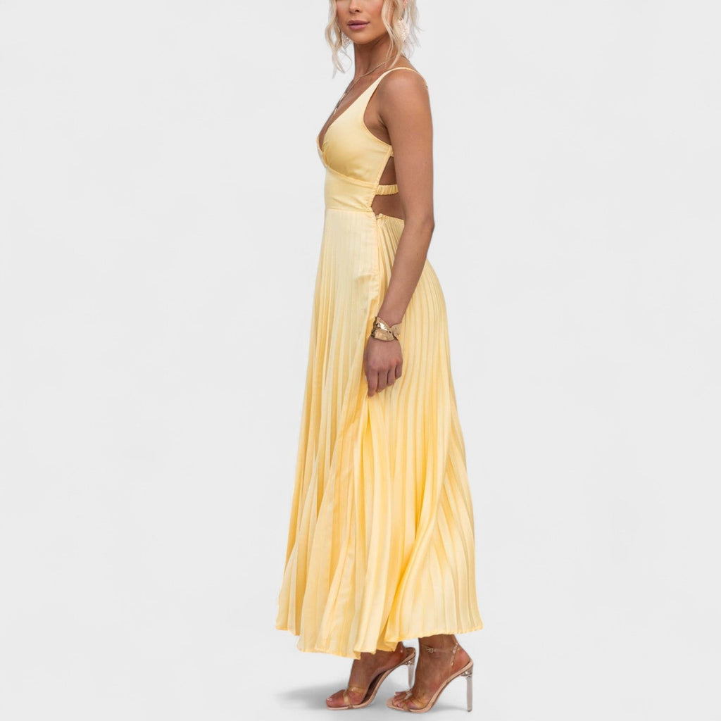 Abigail - Yellow Pleated Maxi Dress