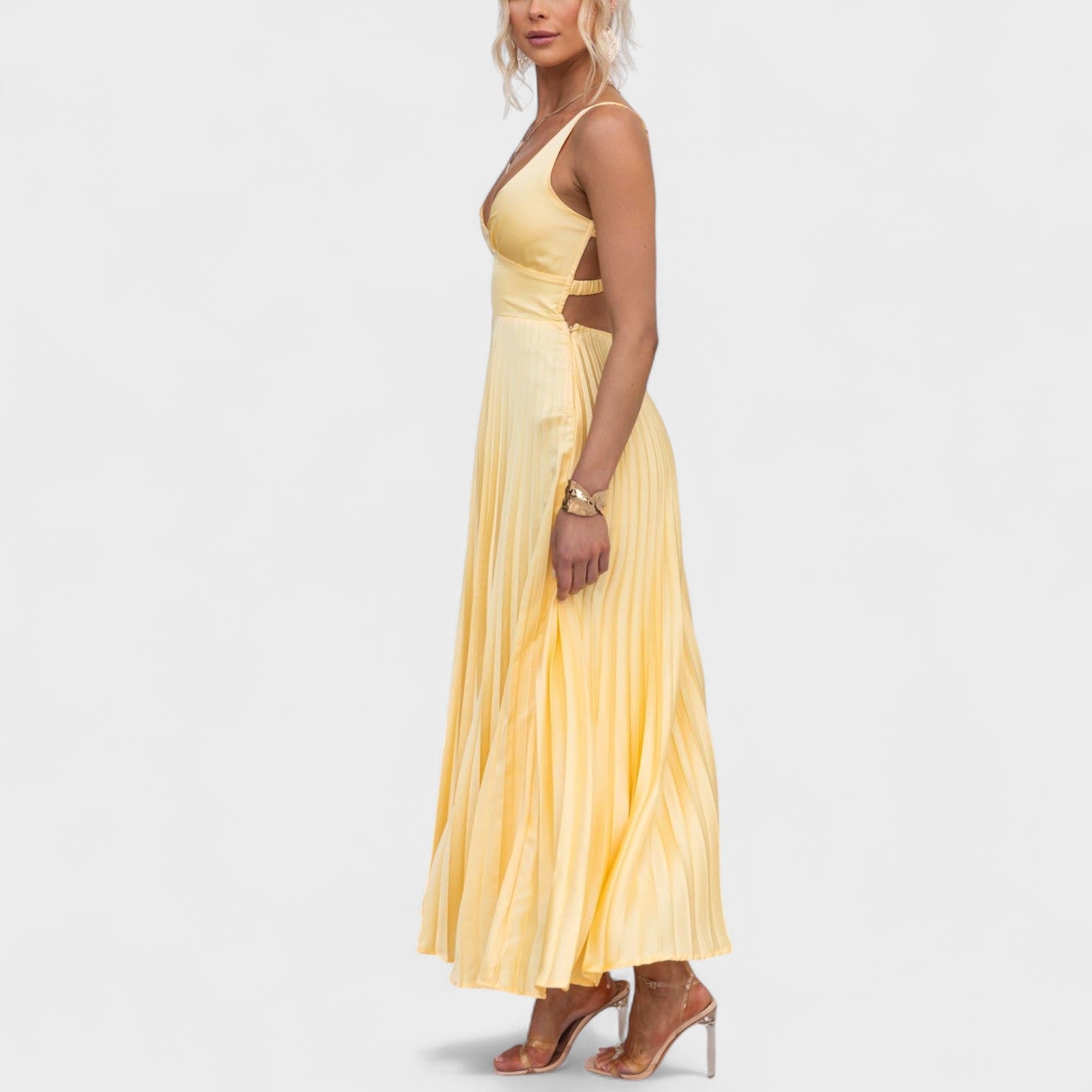 Abigail - Yellow Pleated Maxi Dress