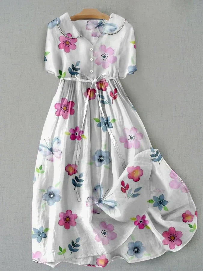 Maria | Floral Dress with Adjustable Waist and Drawstrings