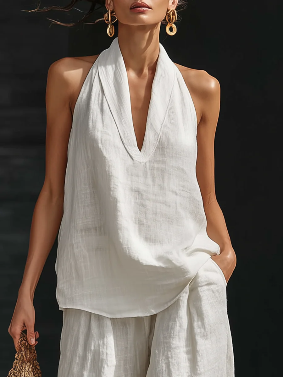 Zoë™ Sleeveless Set with Wide Trousers