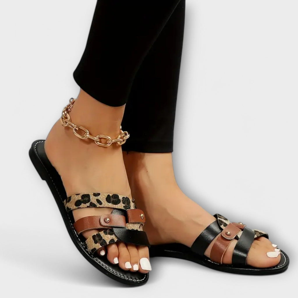 Jenevra - Leopard Cross-Strap Sandals