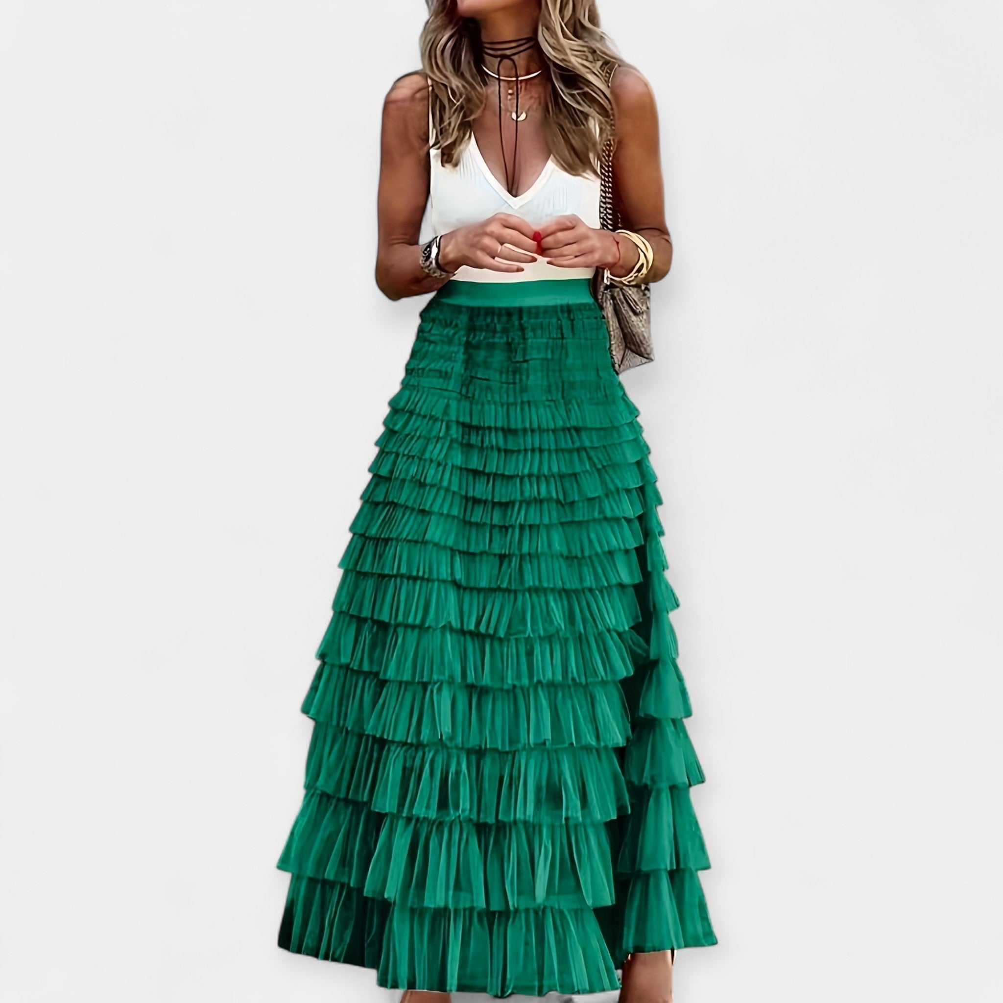 Boho Skirt with Satin Hem