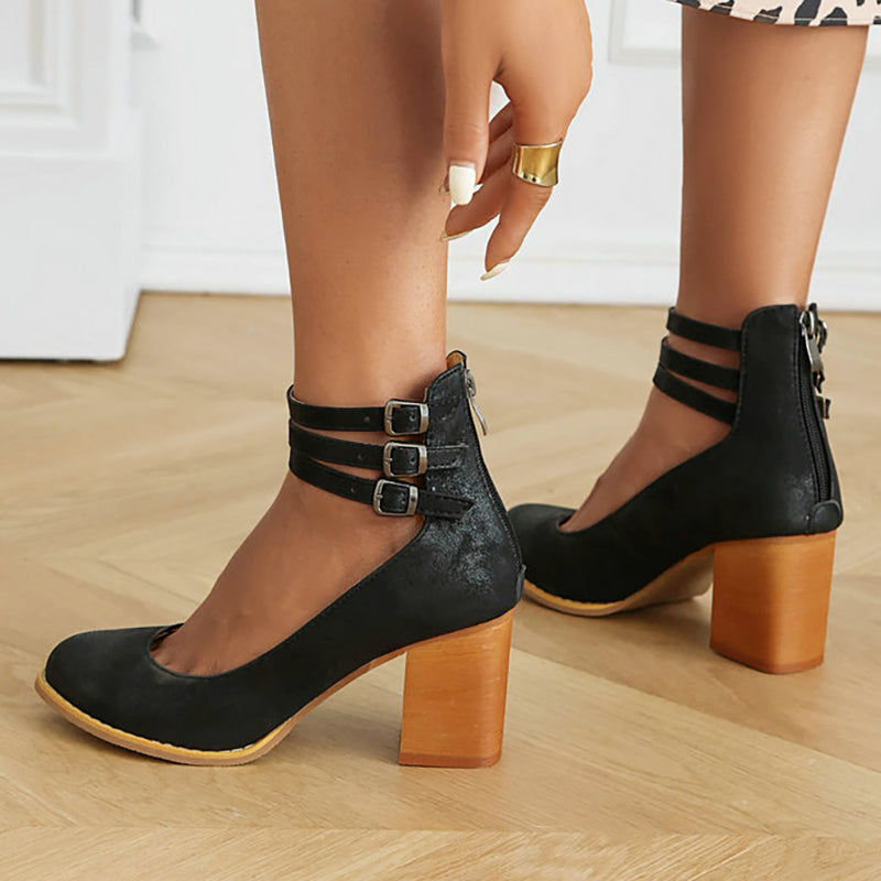 Ashleigh - Smooth Ankle Strap Platform Sandals