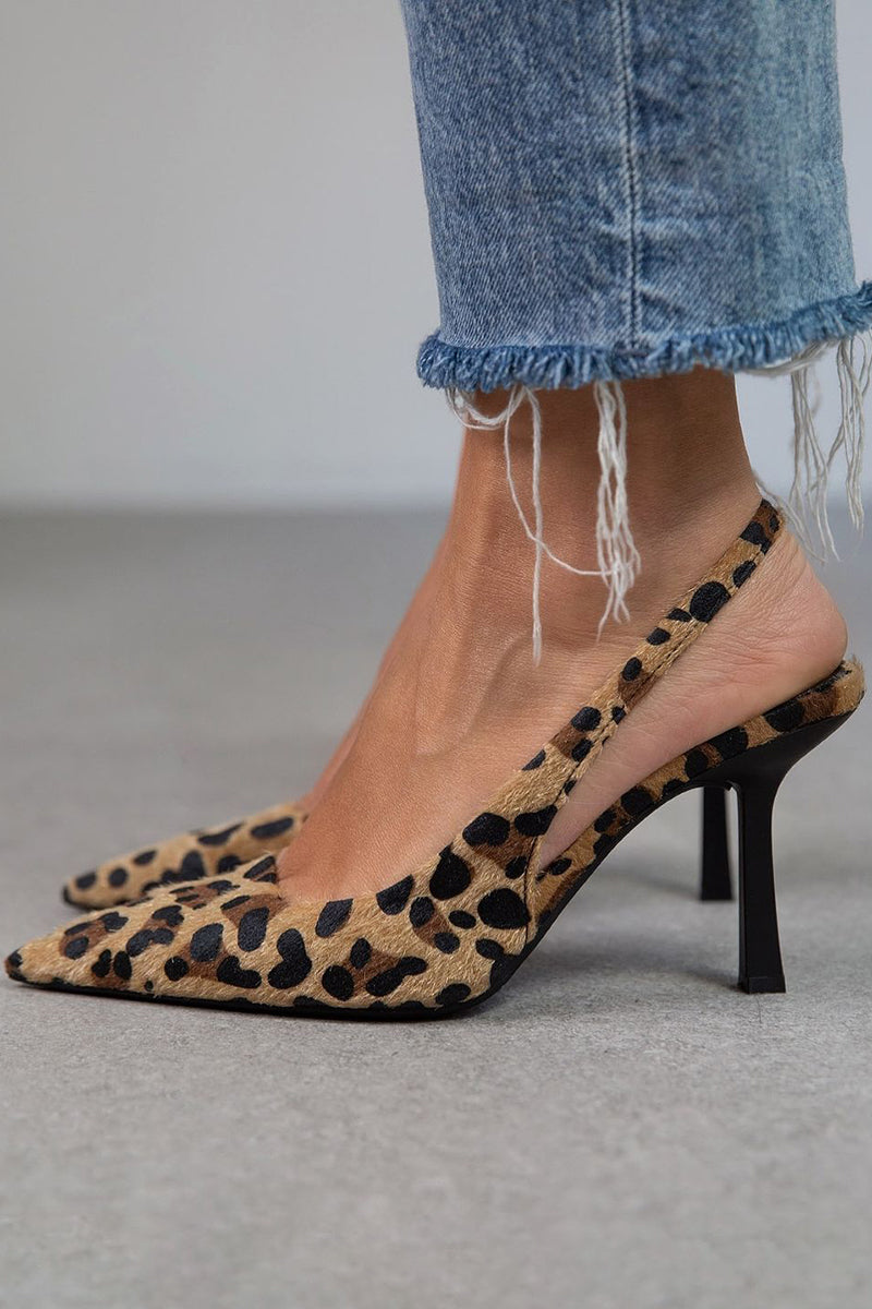Matilda - Khaki Leopard Print Pointed-Toe Pumps