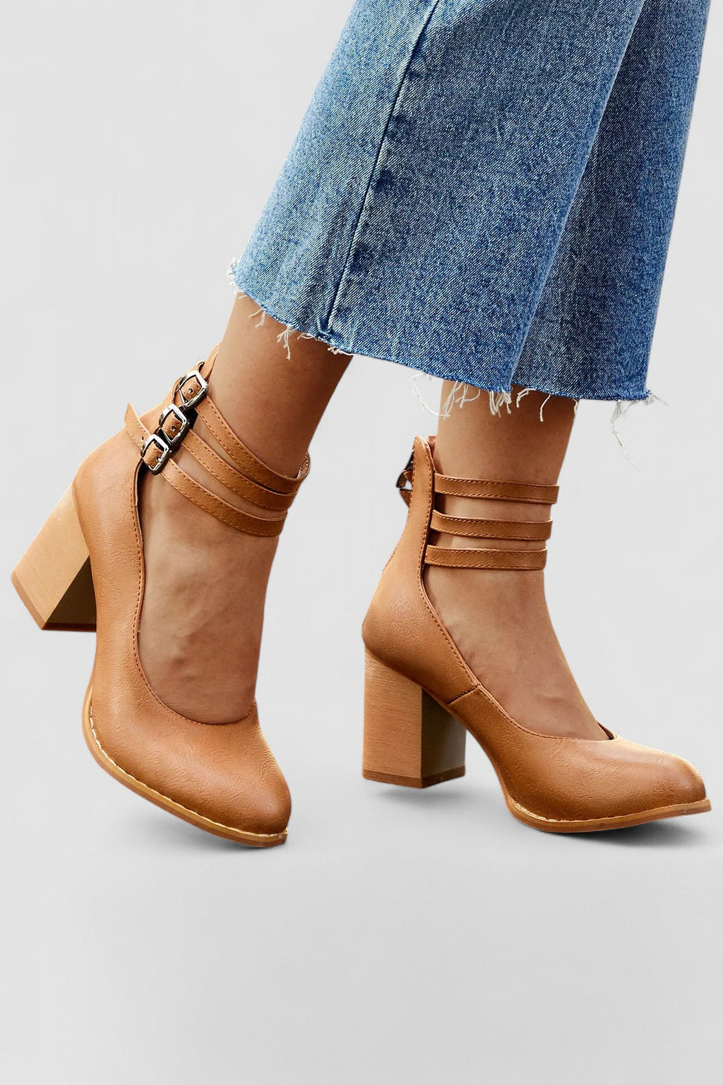 Ashleigh - Smooth Ankle Strap Platform Sandals