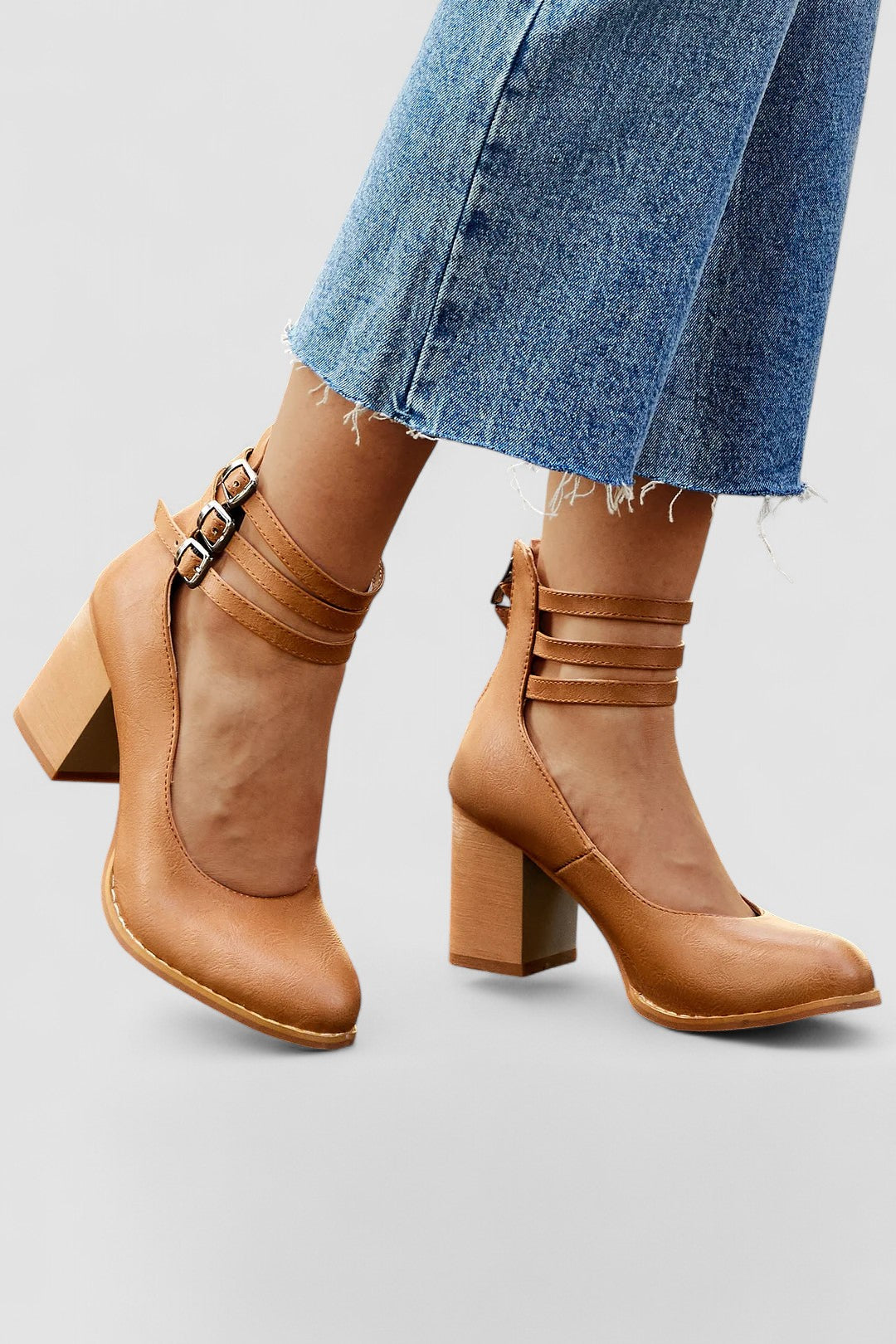 Ashleigh - Smooth Ankle Strap Platform Sandals