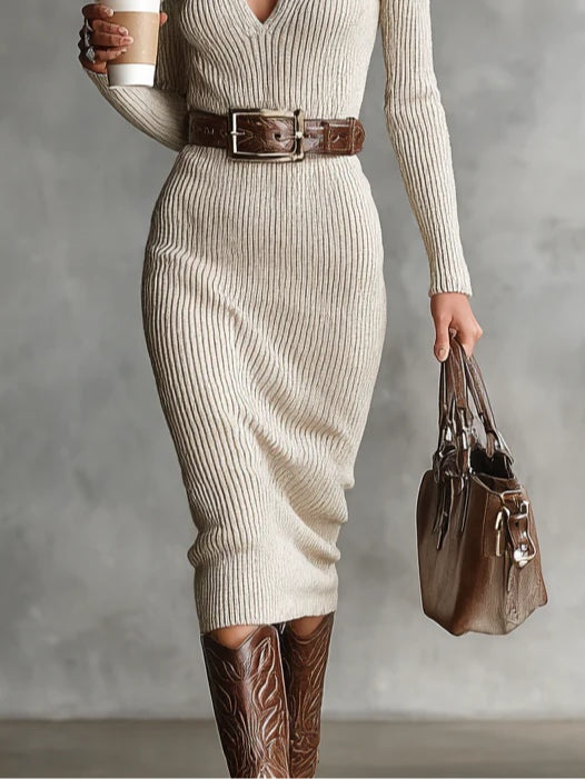 Julieta | Midi Dress with Long Sleeves and Belt