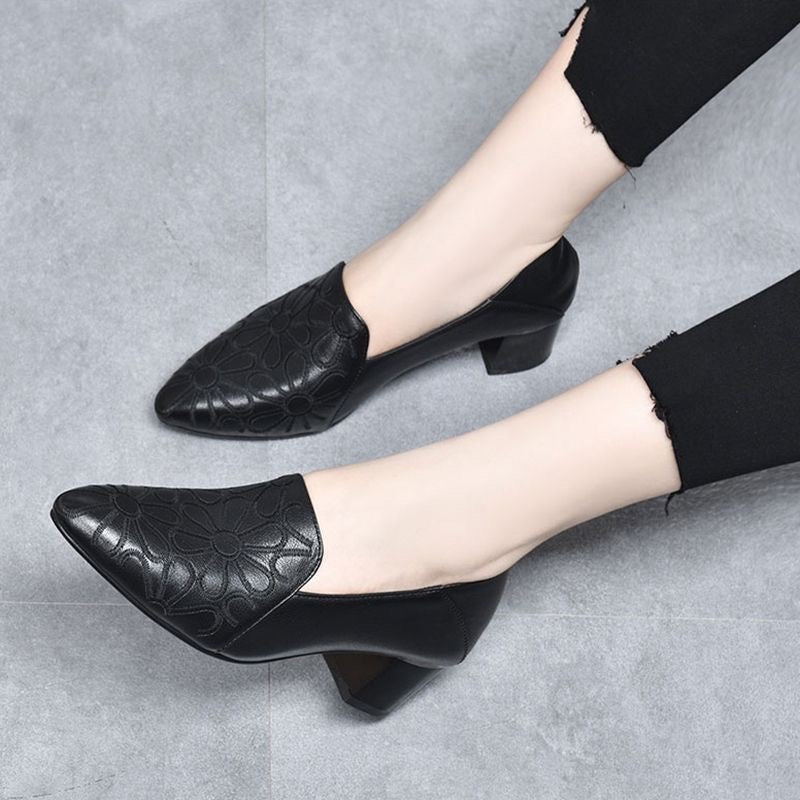 Ivy - Vegan Faux Leather Embroidered Heels
