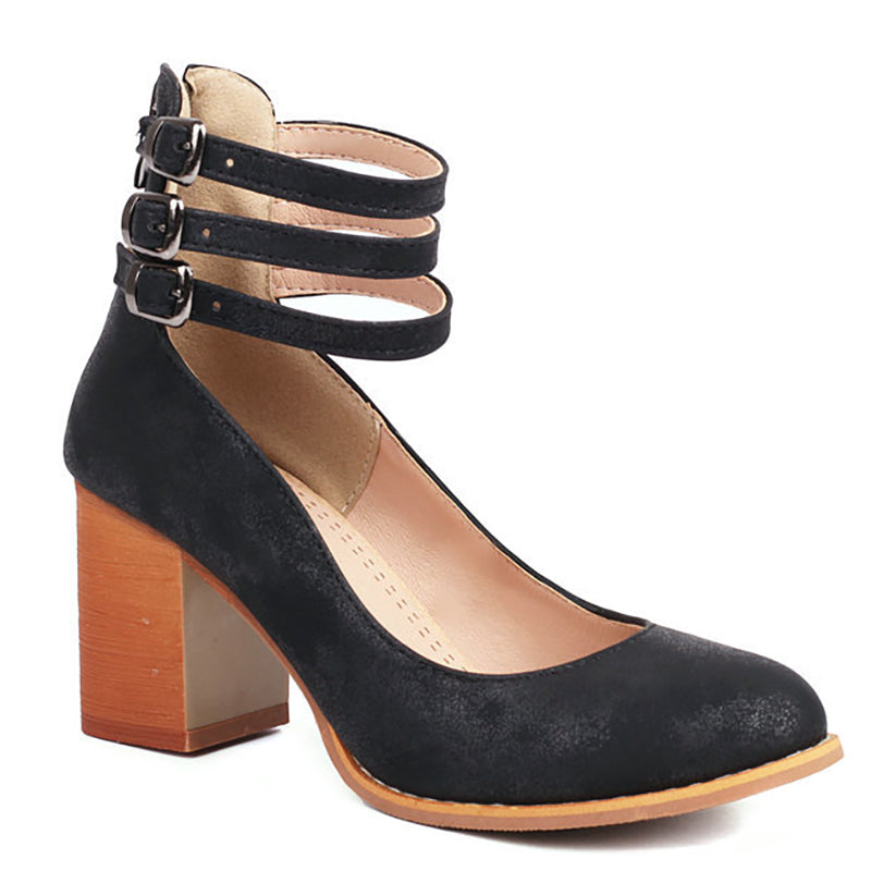 Ashleigh - Smooth Ankle Strap Platform Sandals
