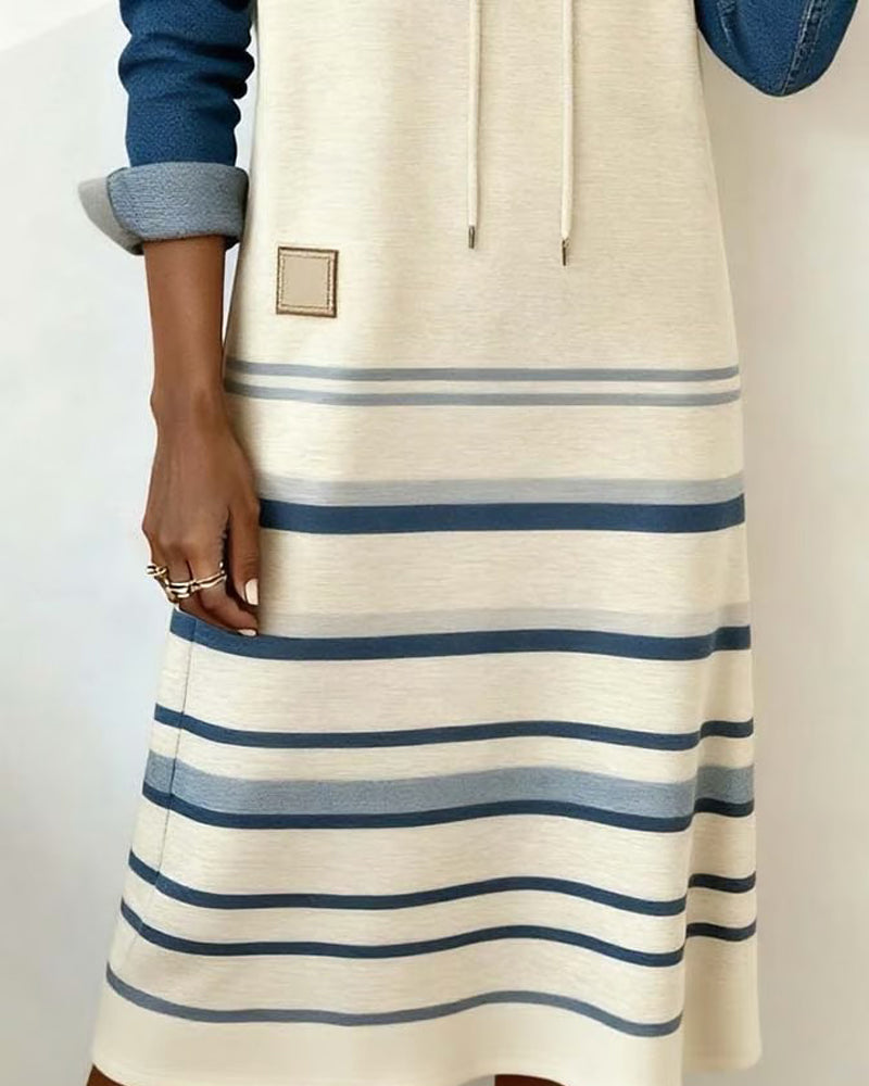 Camila | Striped Hooded Dress with Colour Mix
