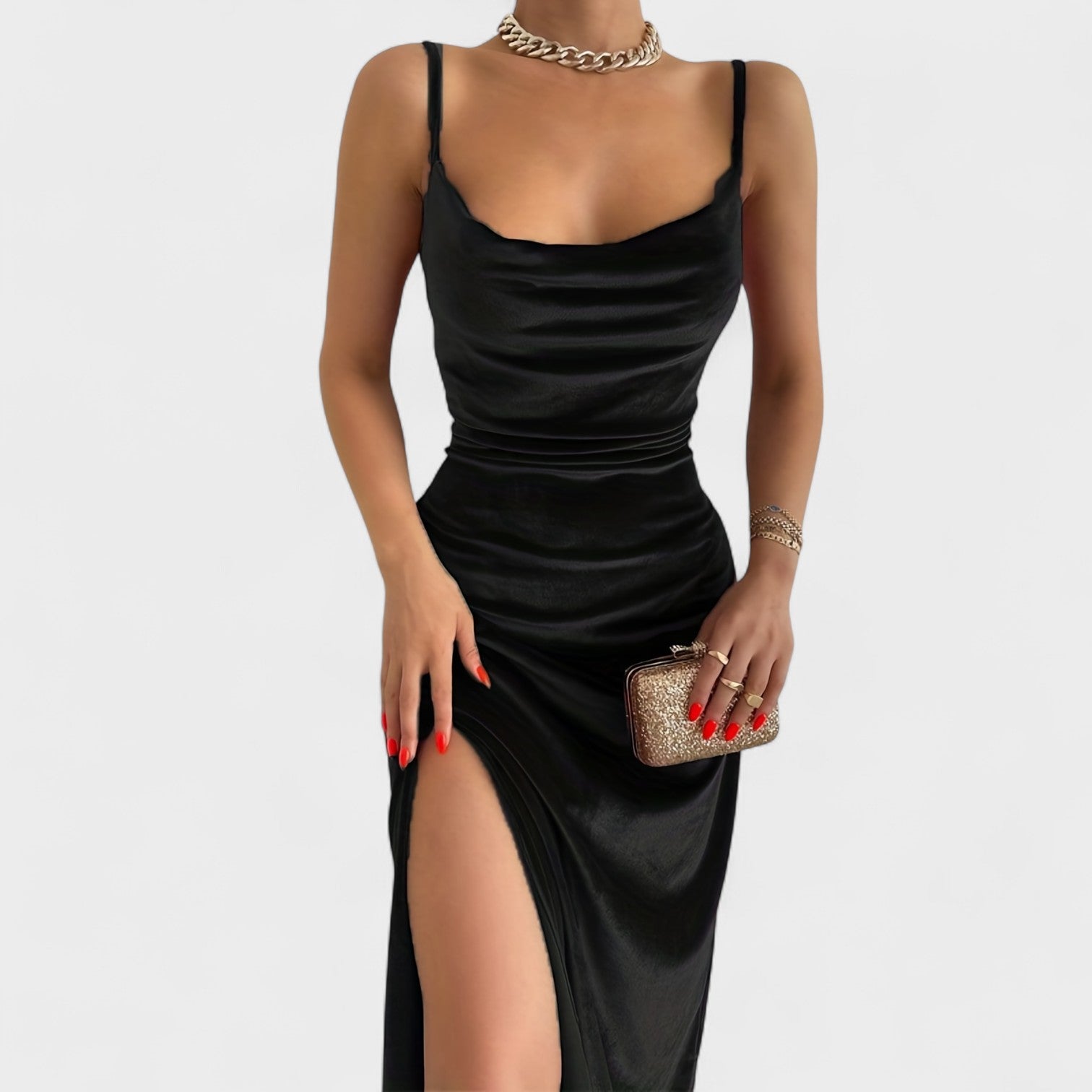 Natalie - Velvet Split Evening Dress
