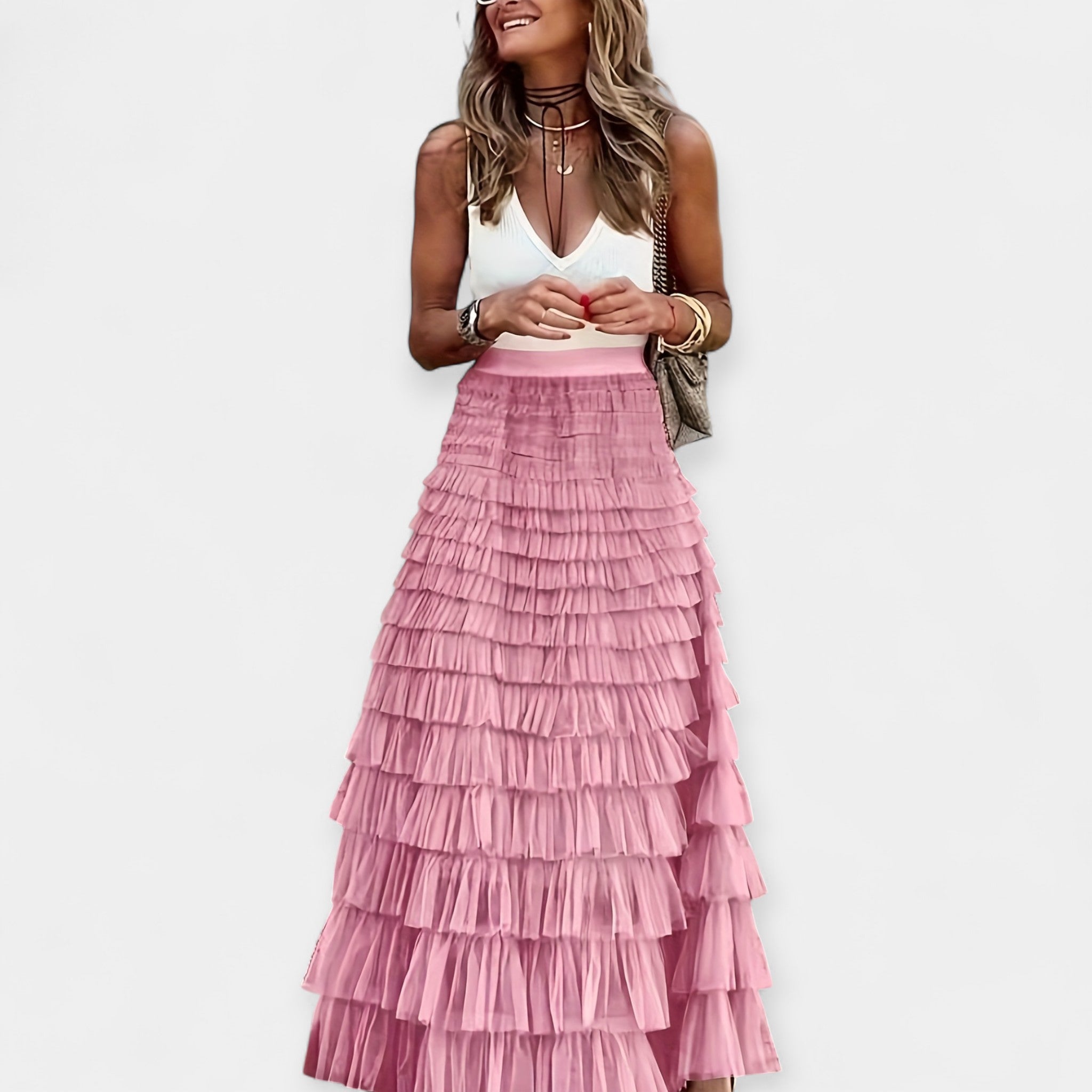 Boho Skirt with Satin Hem