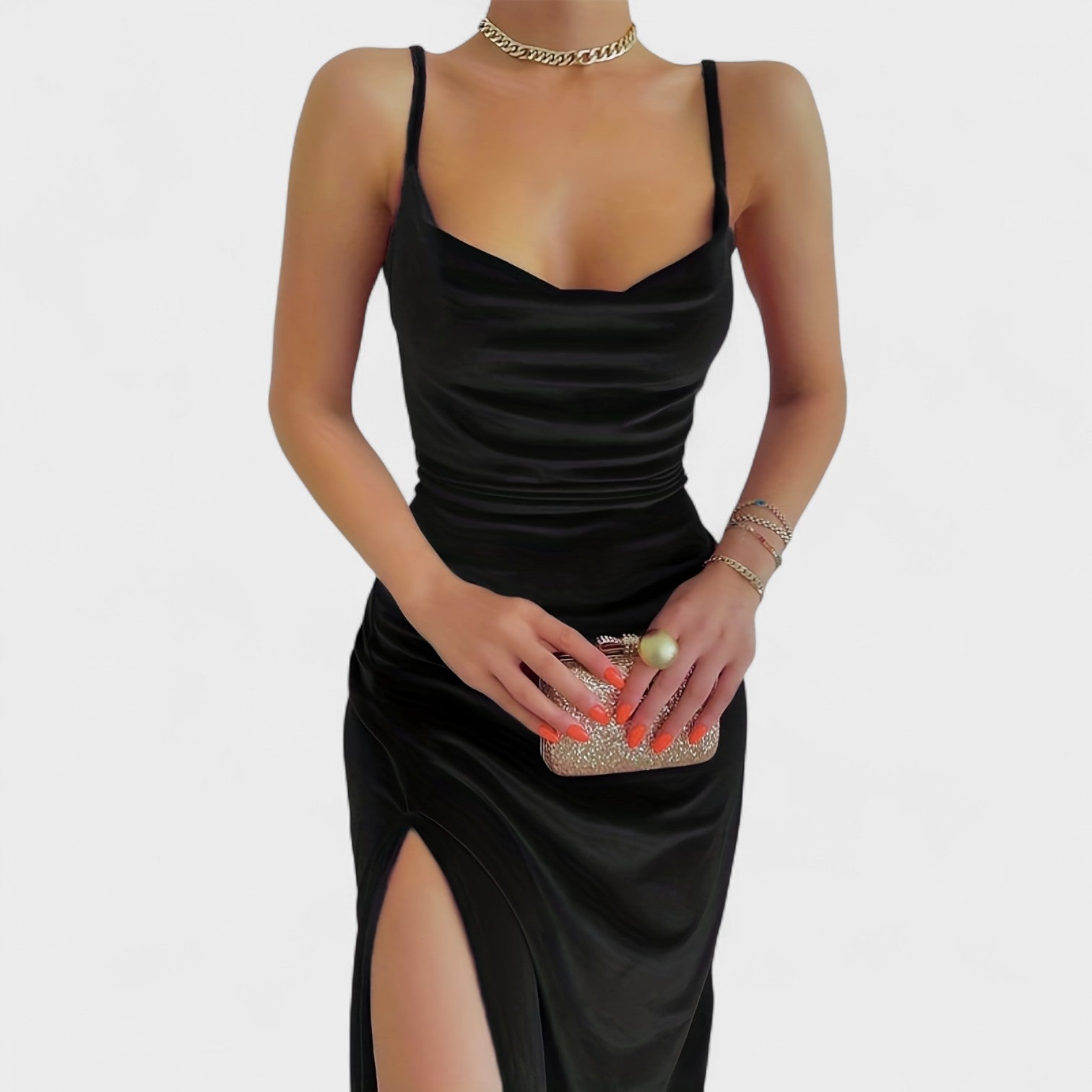Natalie - Velvet Split Evening Dress