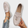 Ainsley - Beige Loafers with Decorative Lace