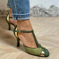 Ivy - T-Bar Patchwork Closed-Toe Pumps