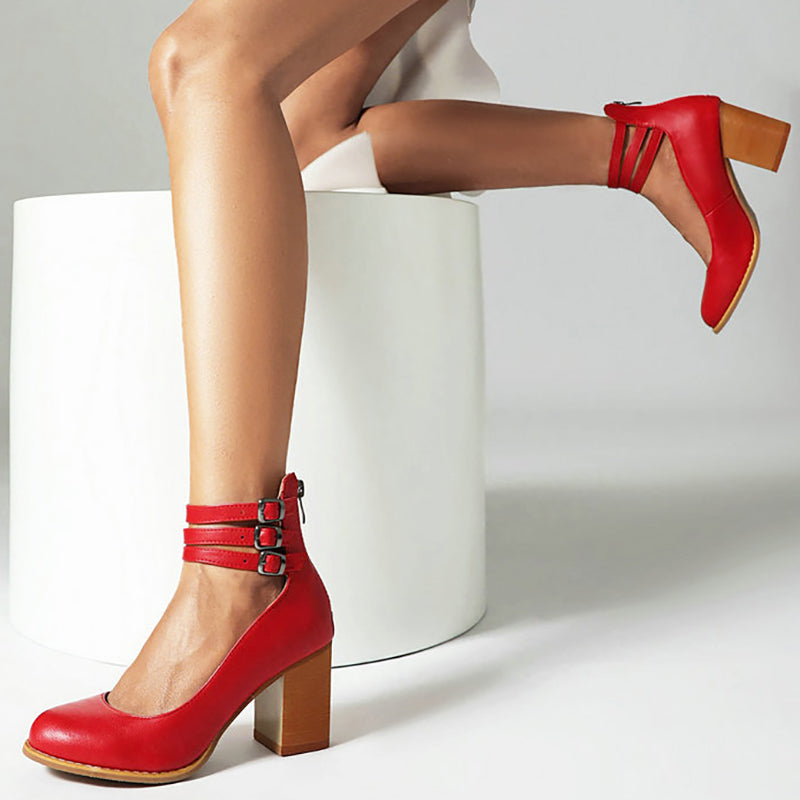 Ashleigh - Smooth Ankle Strap Platform Sandals