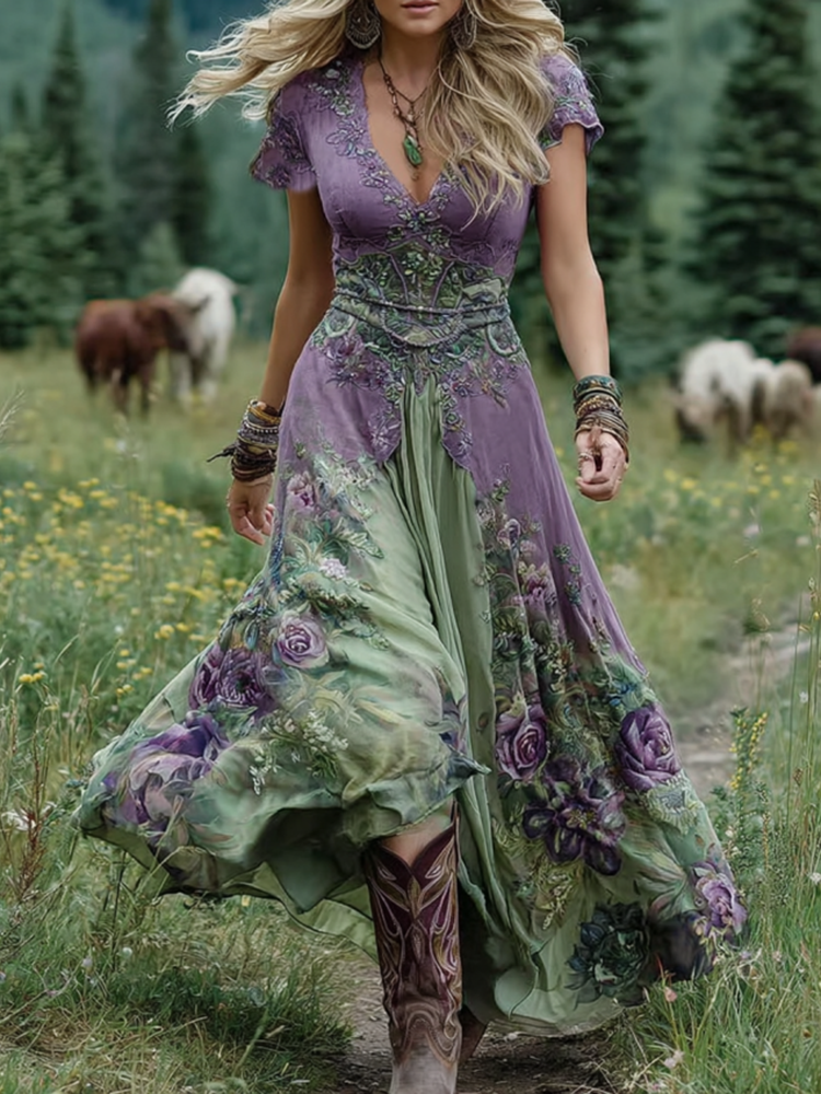 Serena - Short Maxi Floral Dress