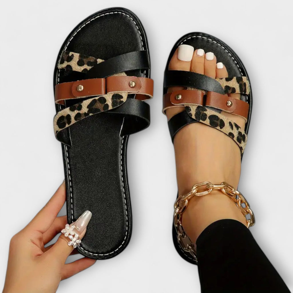 Jenevra - Leopard Cross-Strap Sandals