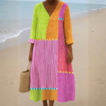 Florence - Colourful Patchwork Dress with Spots and Stripes