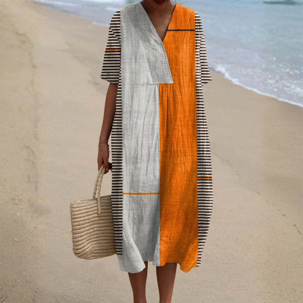 Ava - Striped Geometric Dress