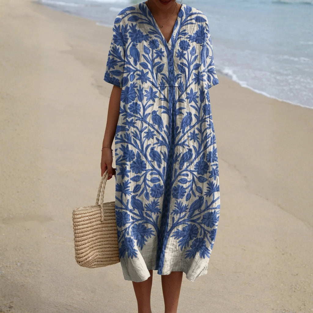 Ella - Embroidered Blue Dress
