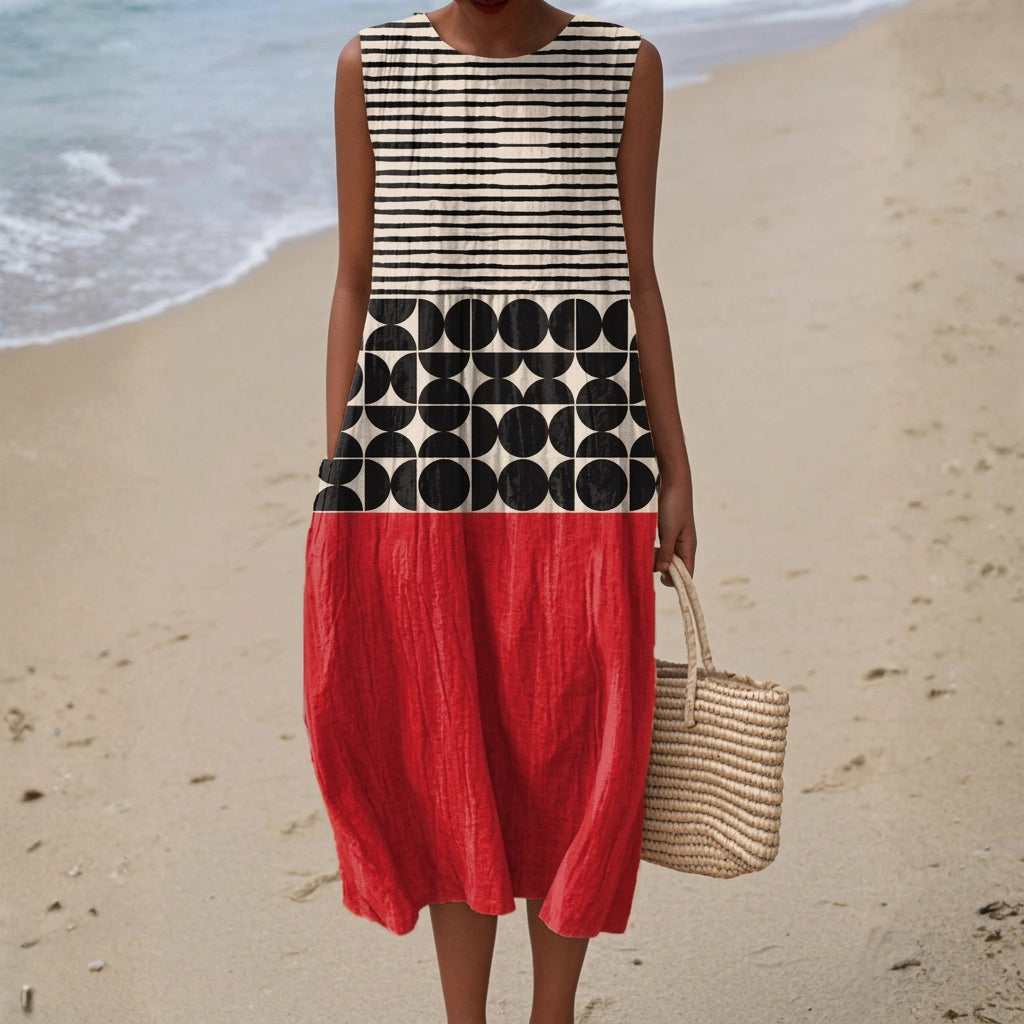 Ruby - Sunset Geometric Dress