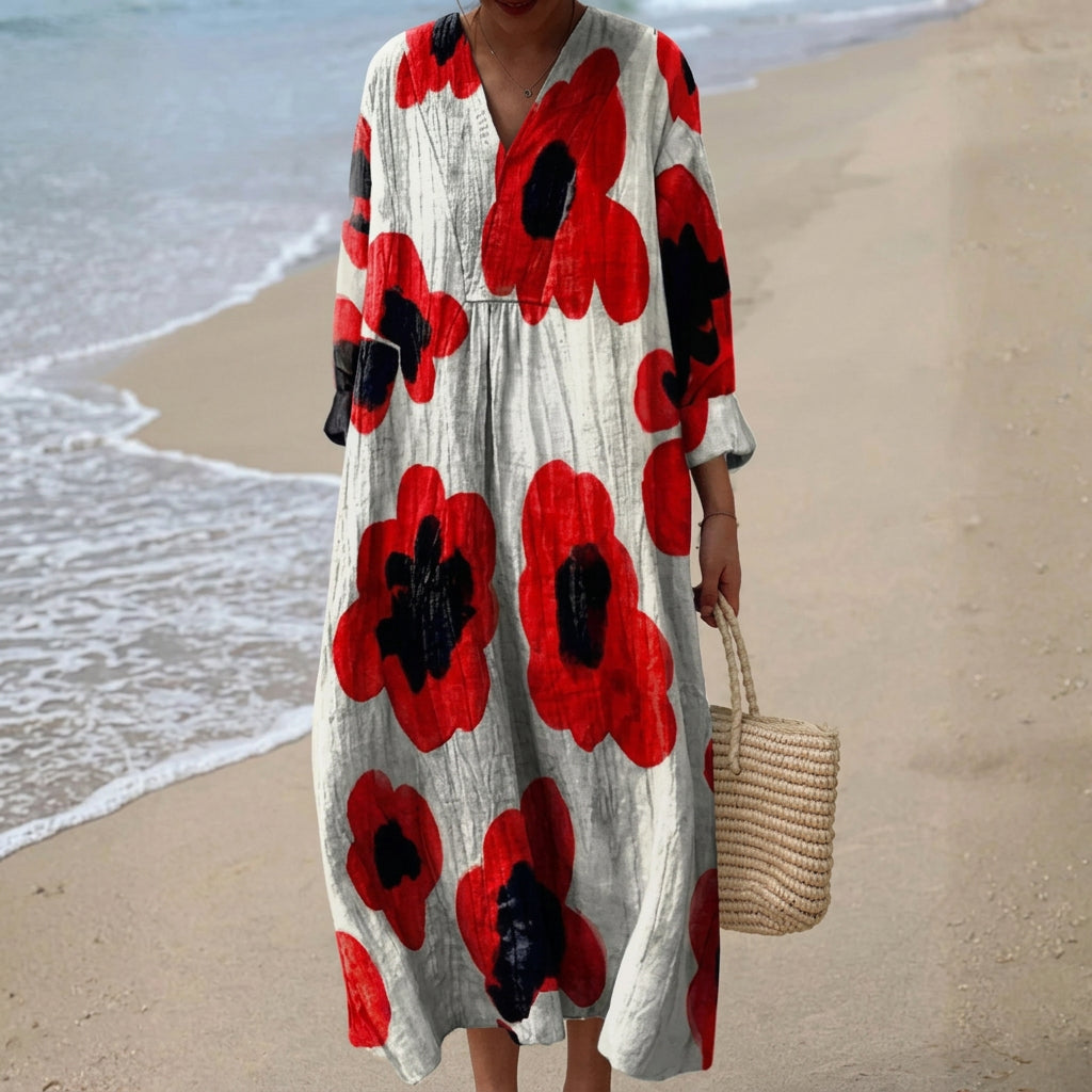 Evie - Red Floral Maxi Dress