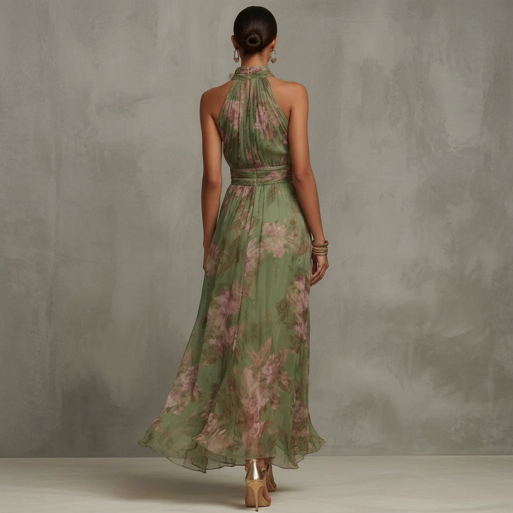 Piper - Long Floral Halter Dress