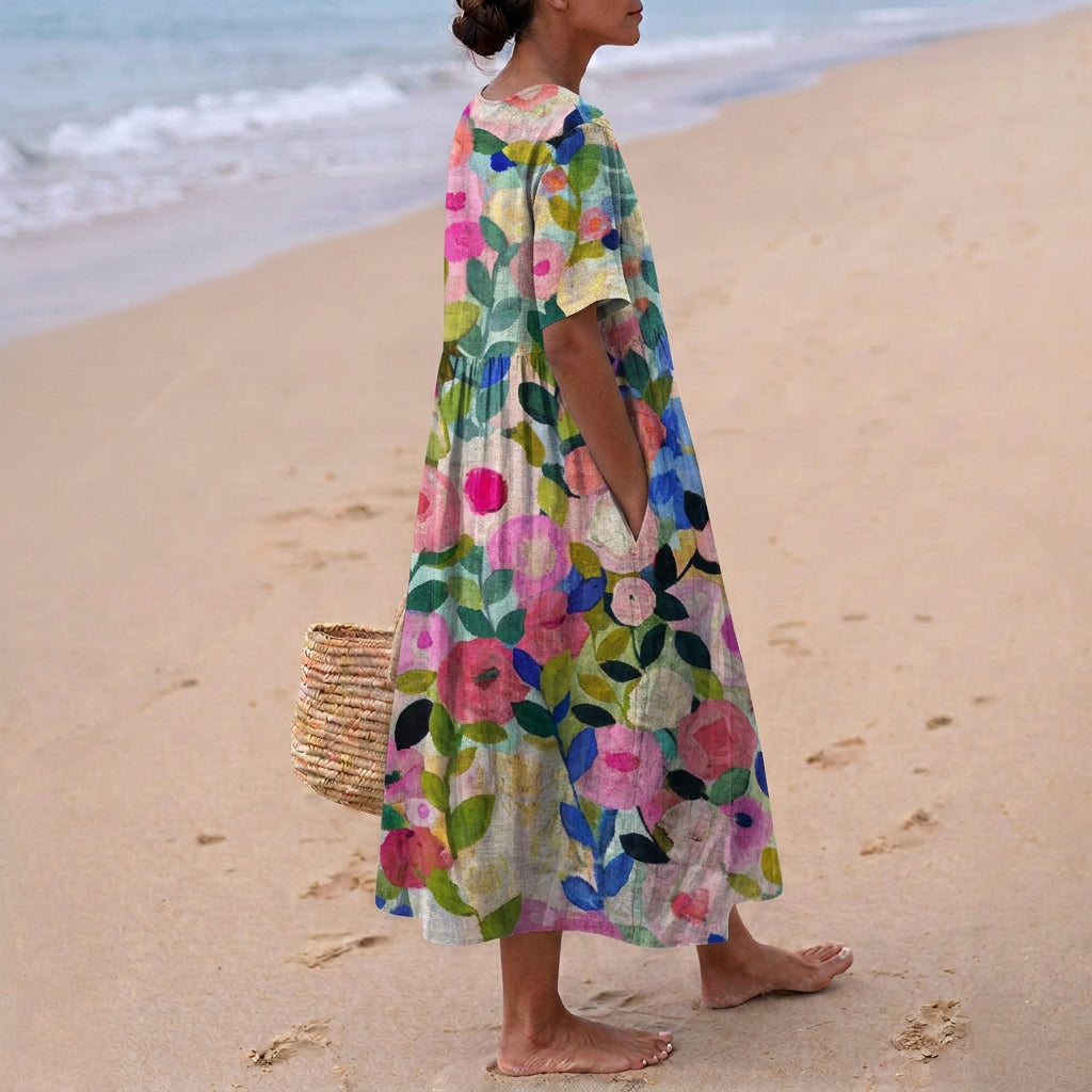 Chloe - Watercolour Floral Dress