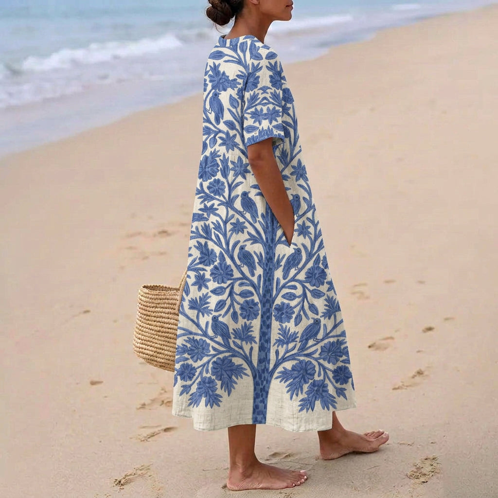 Ella - Embroidered Blue Dress