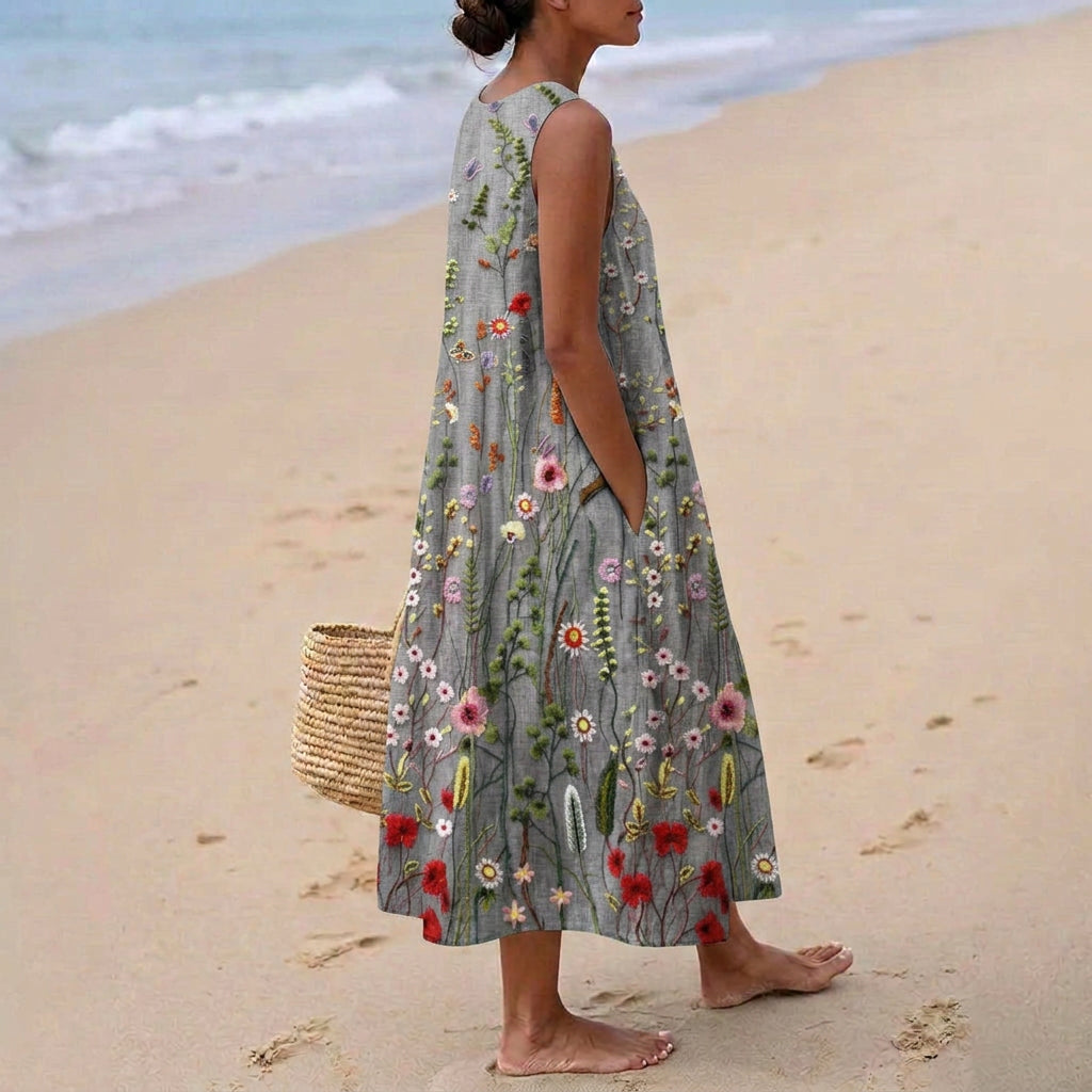 Mia - Embroidered Floral Field Dress