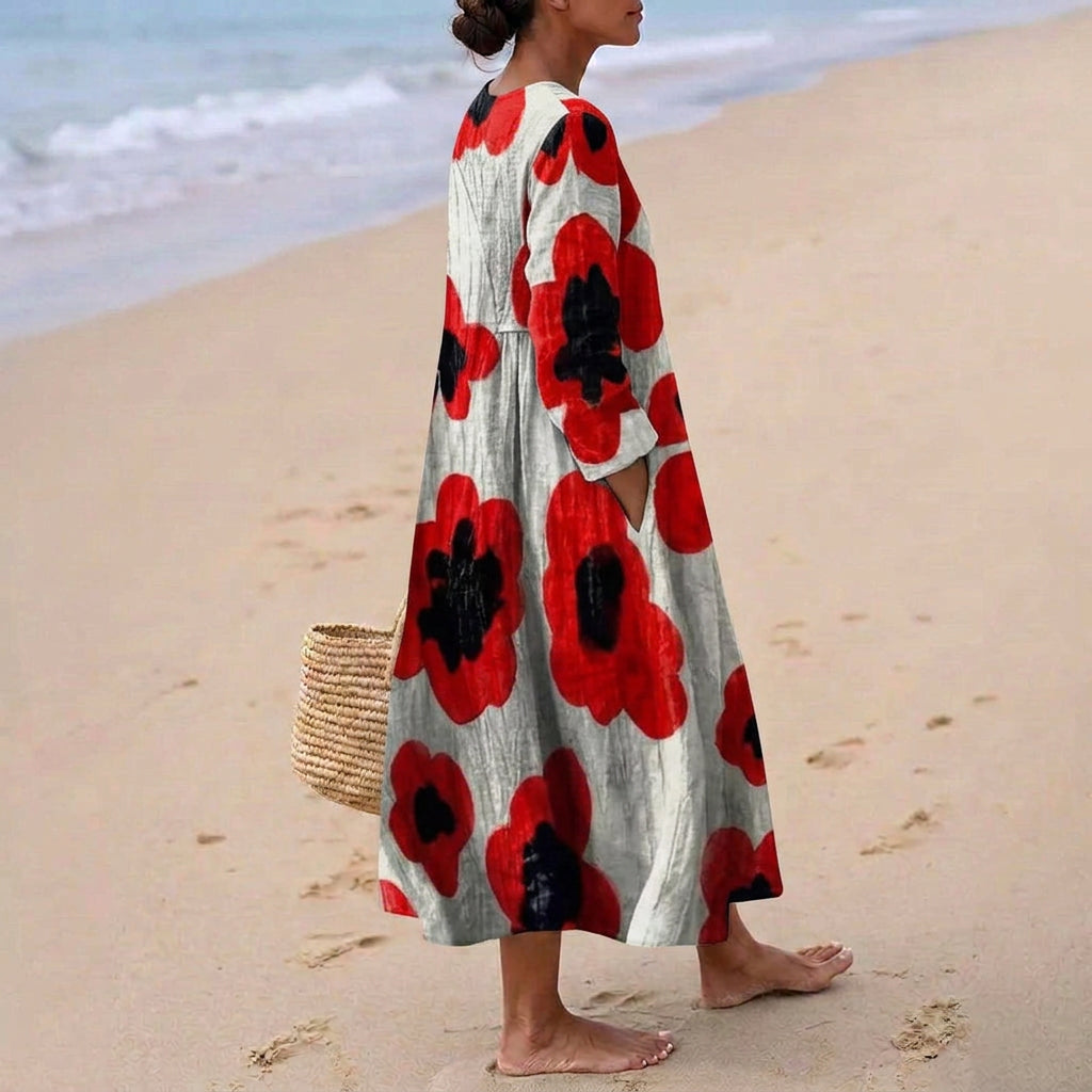 Evie - Red Floral Maxi Dress