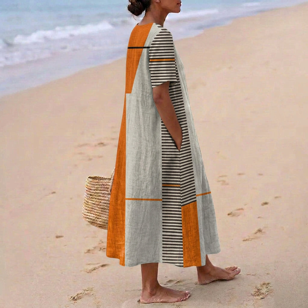 Ava - Striped Geometric Dress