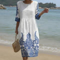 Bianca - Round Neck Maxi Dress with Print