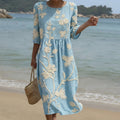 Kate - Midi Dress with Plant and Flower Print