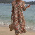 Sarah - Round Neck Maxi Dress with Print