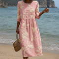 Paula - Midi Dress with Plant and Flower Print