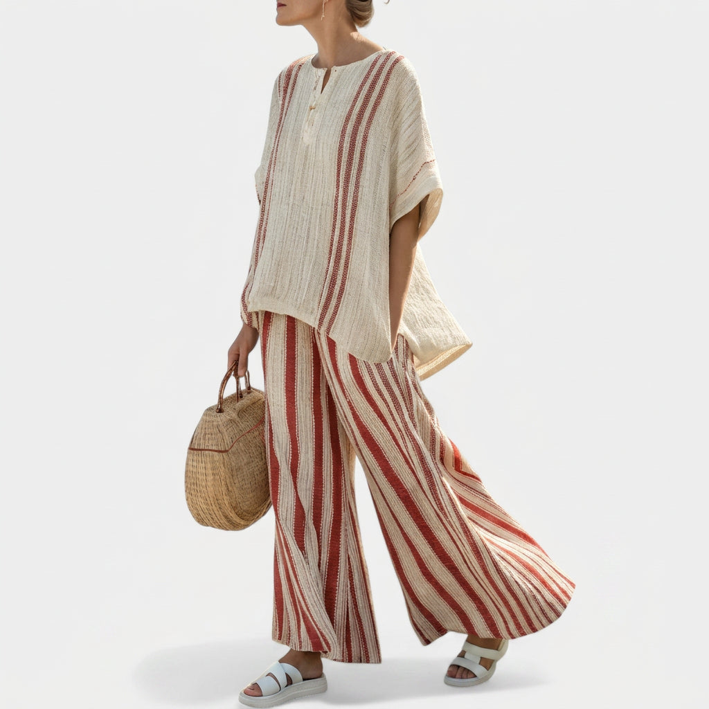 Vanessa - Elegant Red Stripes Set