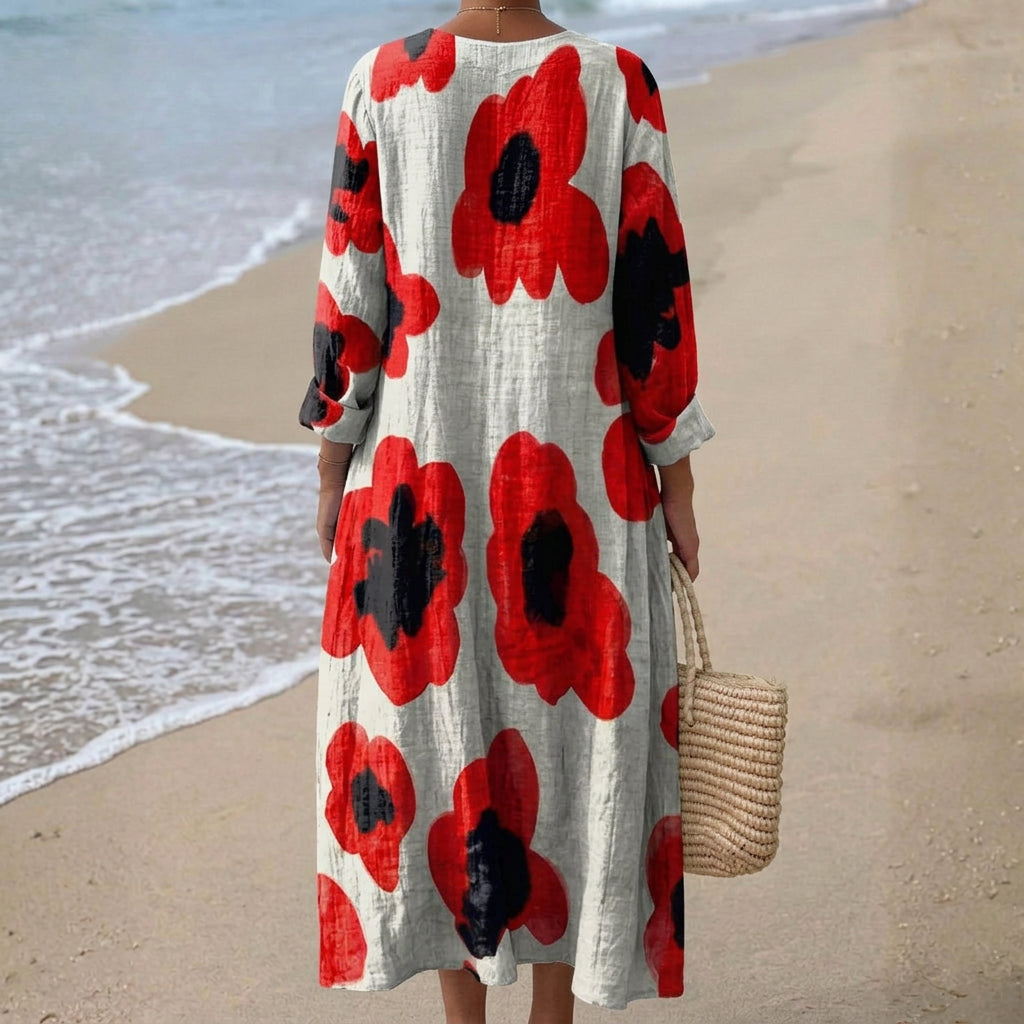 Evie - Red Floral Maxi Dress