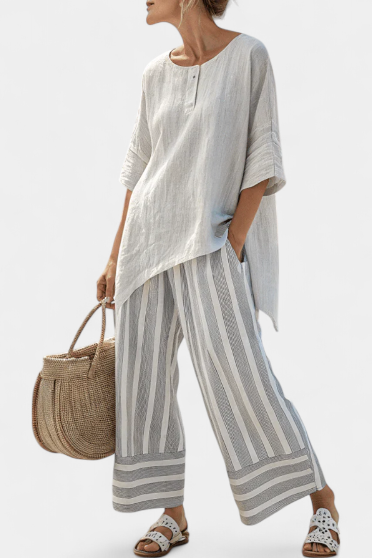 Clarisse - Asymmetrical Blouse Set
