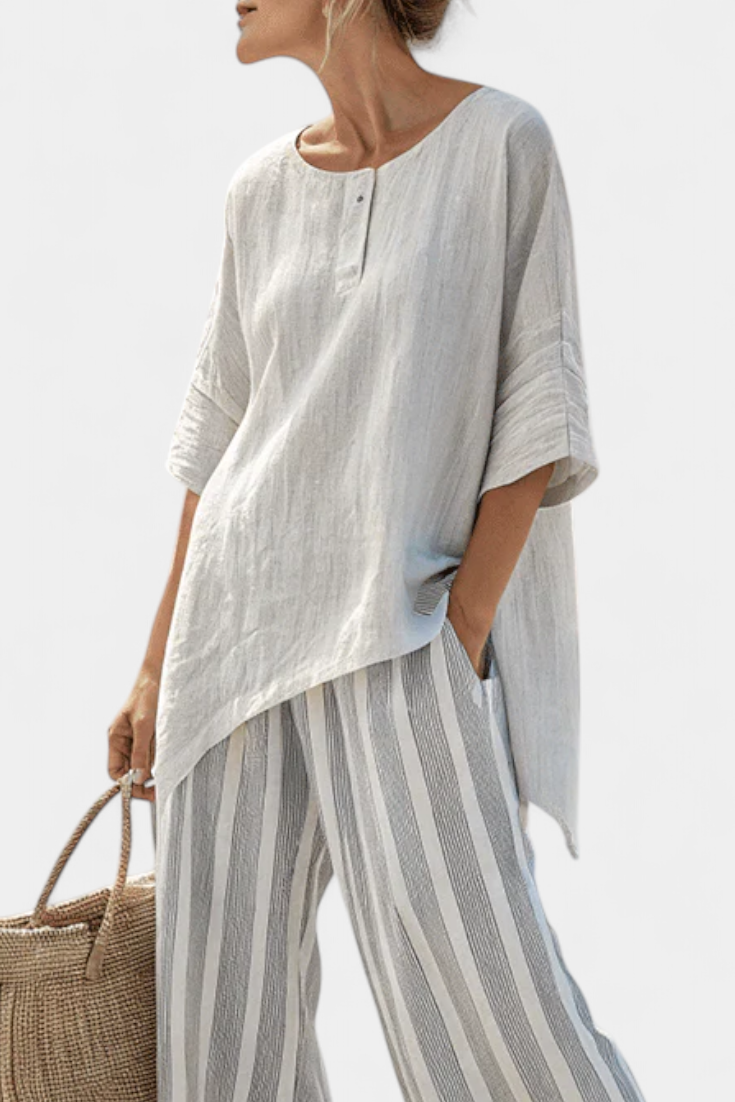 Clarisse - Asymmetrical Blouse Set