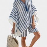 Sadie - Striped Blouse and Shorts Set